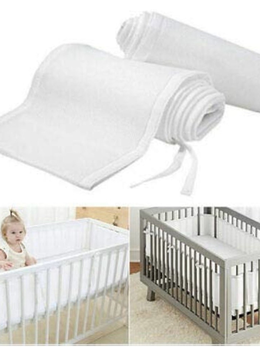 BreathableBaby Breathable Mesh Liner For Full-Size Cribs, Classic 3mm Mesh, Whit
